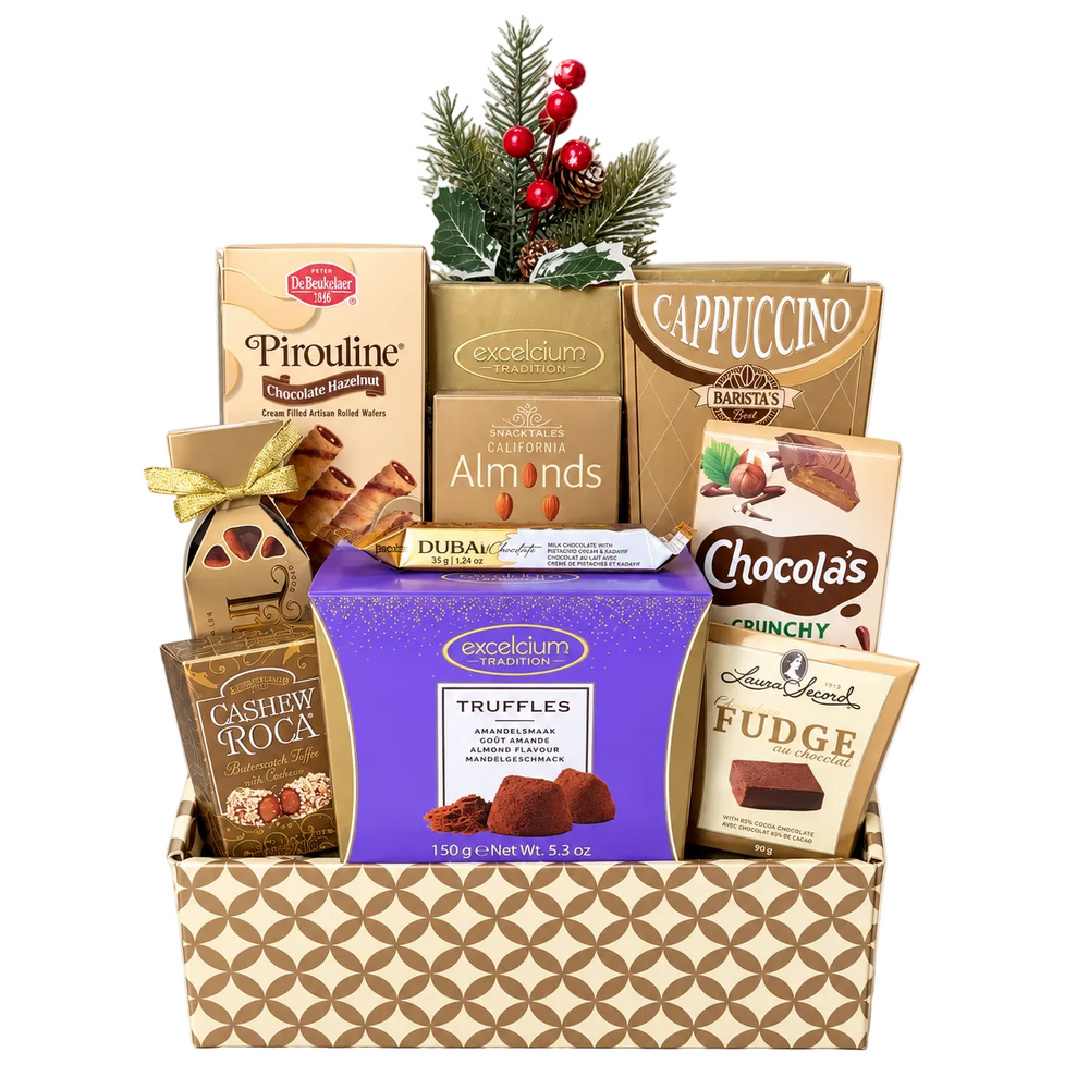 Golden Christmas Treats Gift Basket